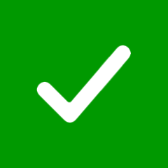 White check mark on green background